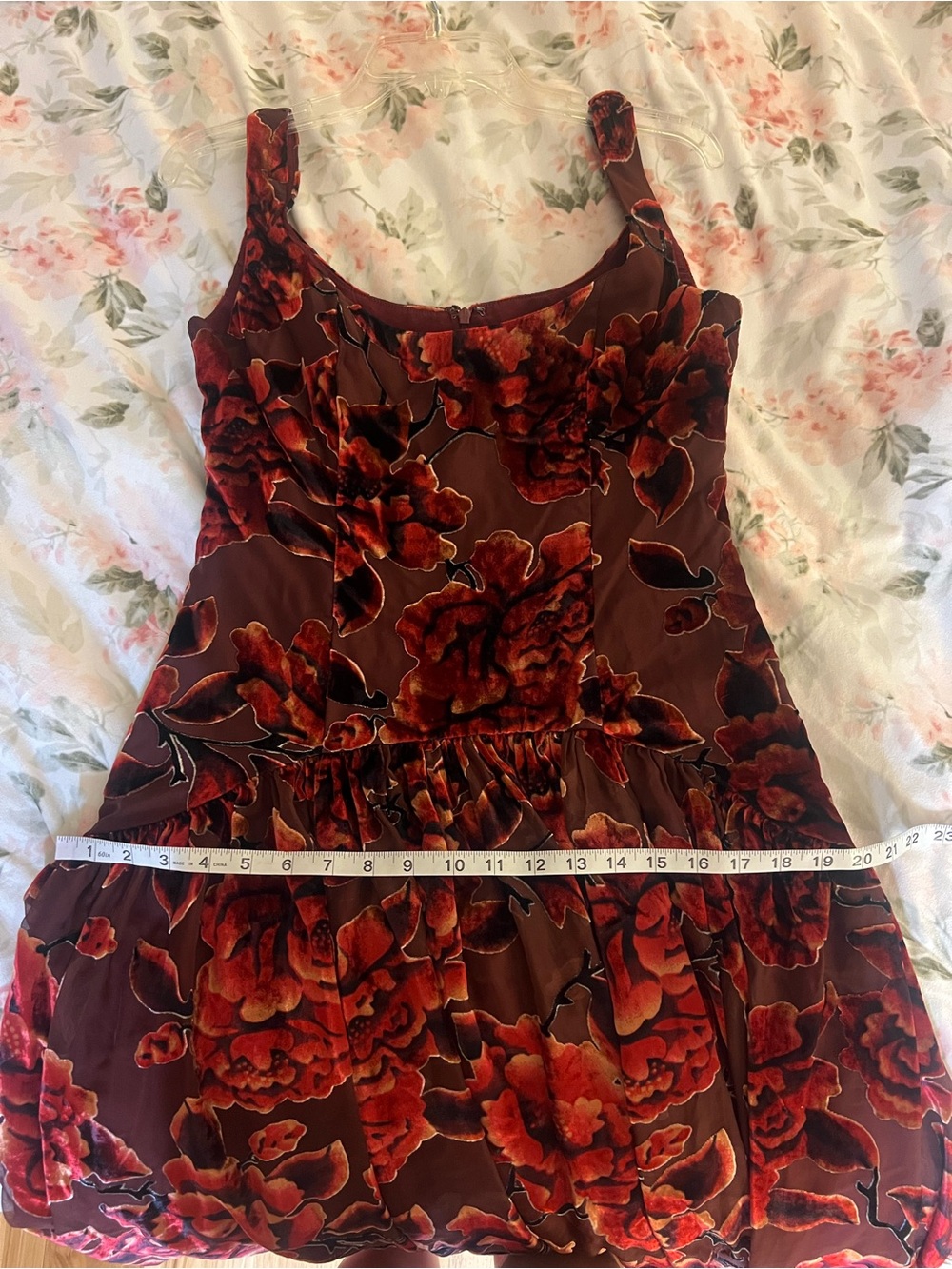 Hutch The Ridge Burgundy Velvet Maxi Dress Drop Waist Wedding Cocktail Sz 6 - Picture 12 of 13